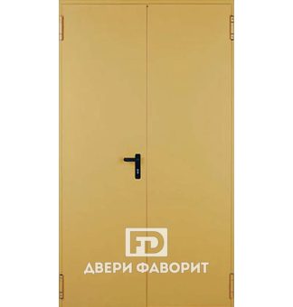 Двустворчатая дверь в подъезд с цинкогрунтом желтого цвета