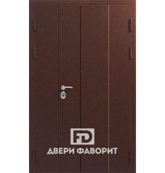 дверь стальная двустворчатая в подъезд с цинкогрунтом, оборудована врезным замком и раздельной ручкой