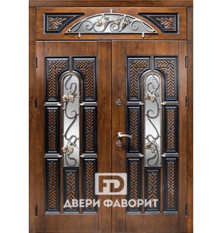 Дверь двустворчатая стальная со стеклом, терморазрыв